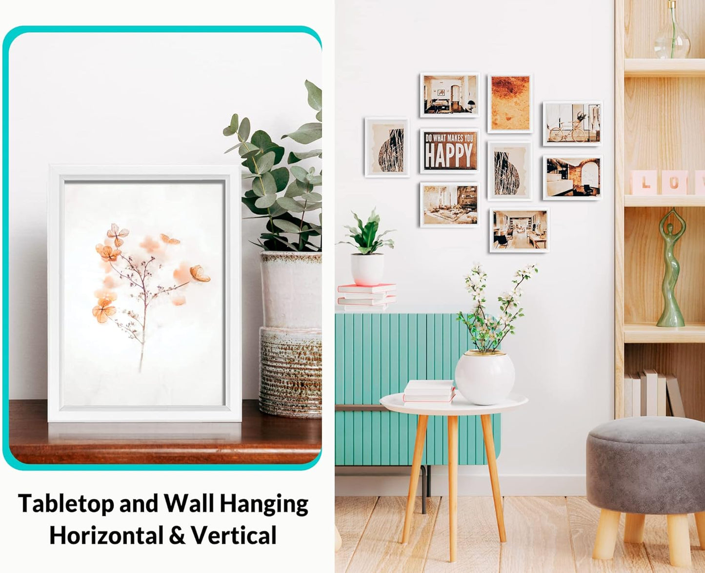 LaVie Home 5x7 Picture Frames - Set of 12 White Frames with High Definition Glass for Wall & Table Display