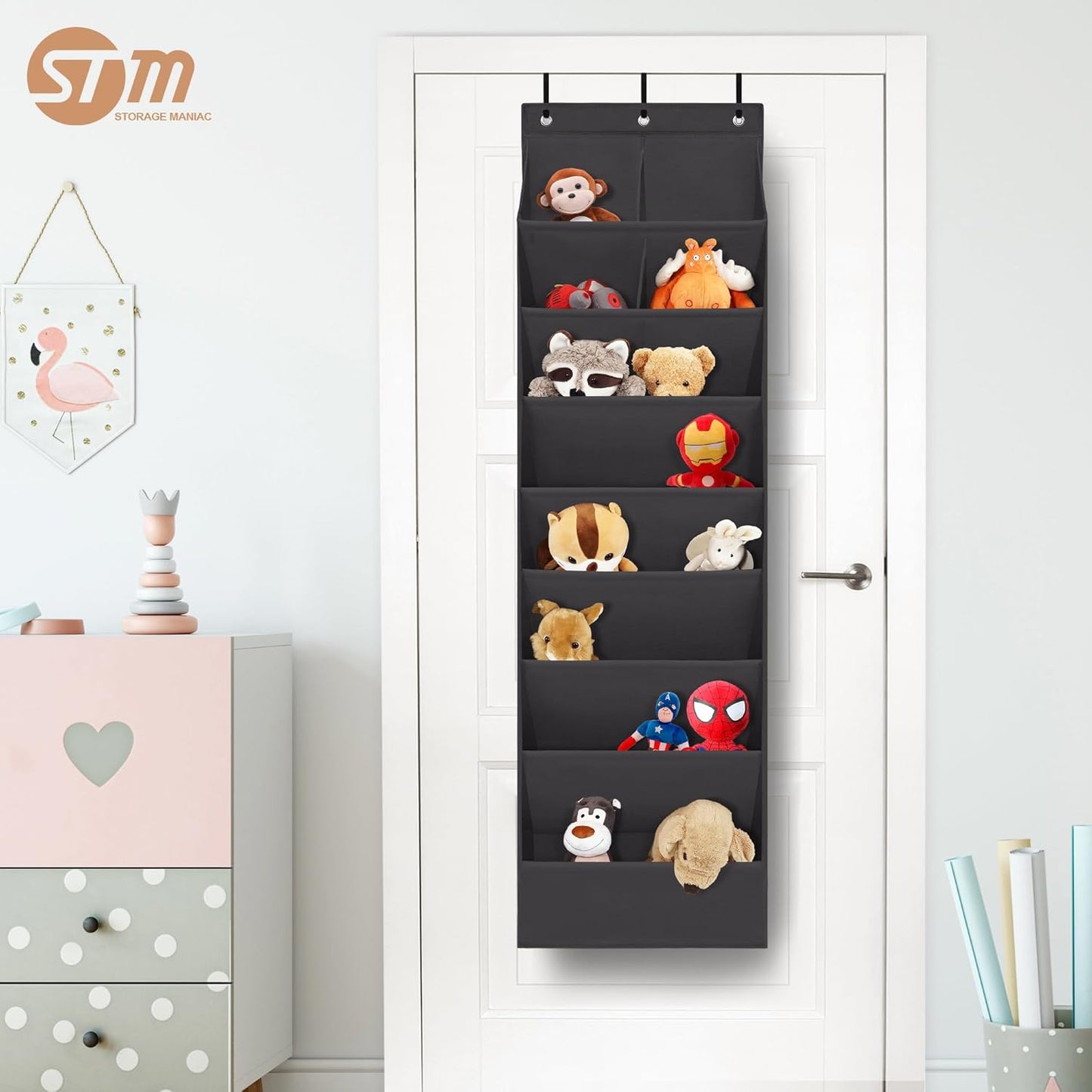 Storage Maniac Over The Door Shoe Organizer - Heavy-Duty Hanging Rack with Large Deep Pockets | Black, 1 Pack