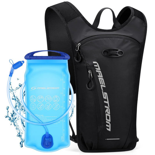 Maelstrom Hydration Backpack, Hiking Backpack with 2L Water Bladder, Running Hydration Vest for Cycling Hiking Rave for Men Women (Black)
