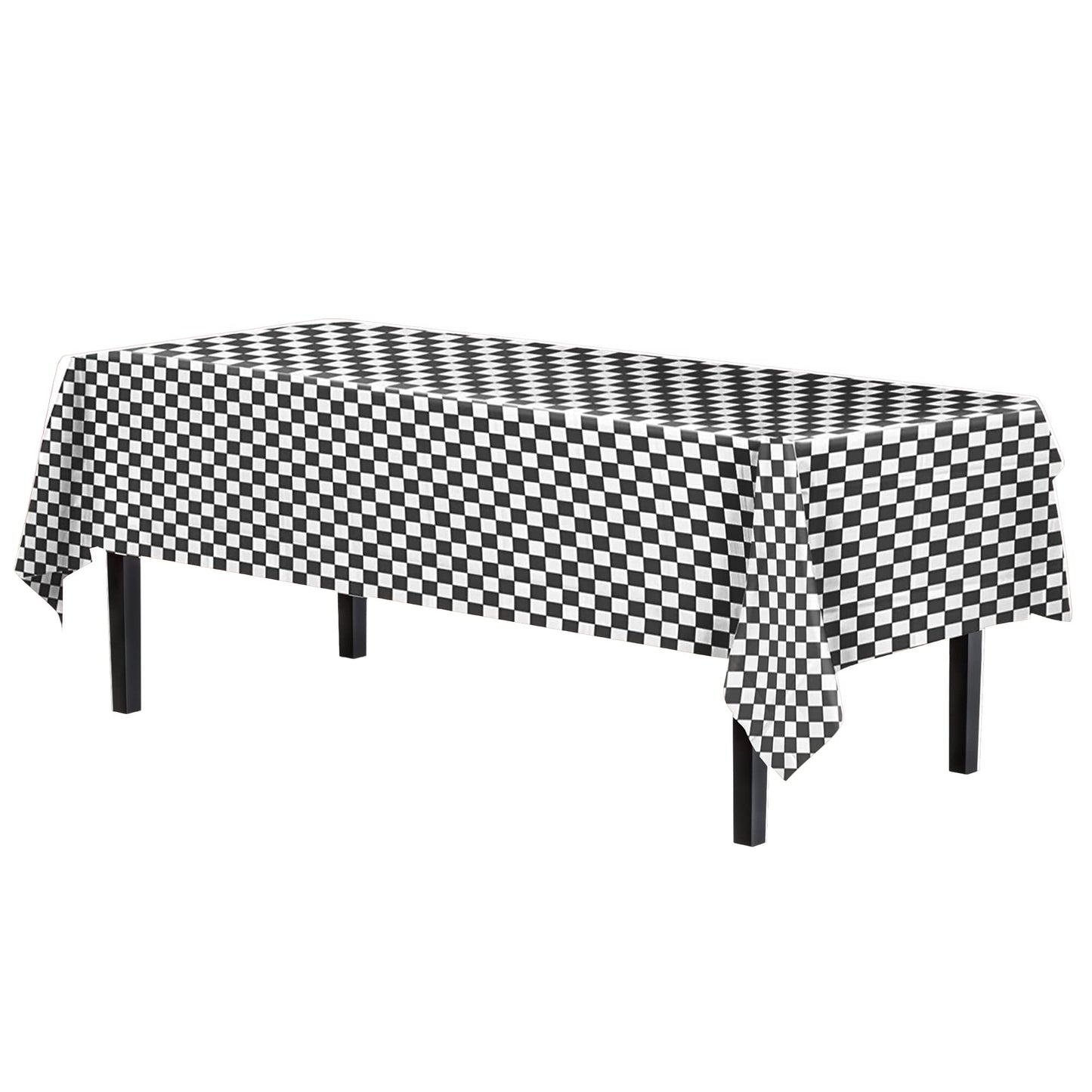 Party Solids Pack Of 6, Premium Plastic Tablecloth 54in. x 108in. Rectangle Table Cover - Checkered