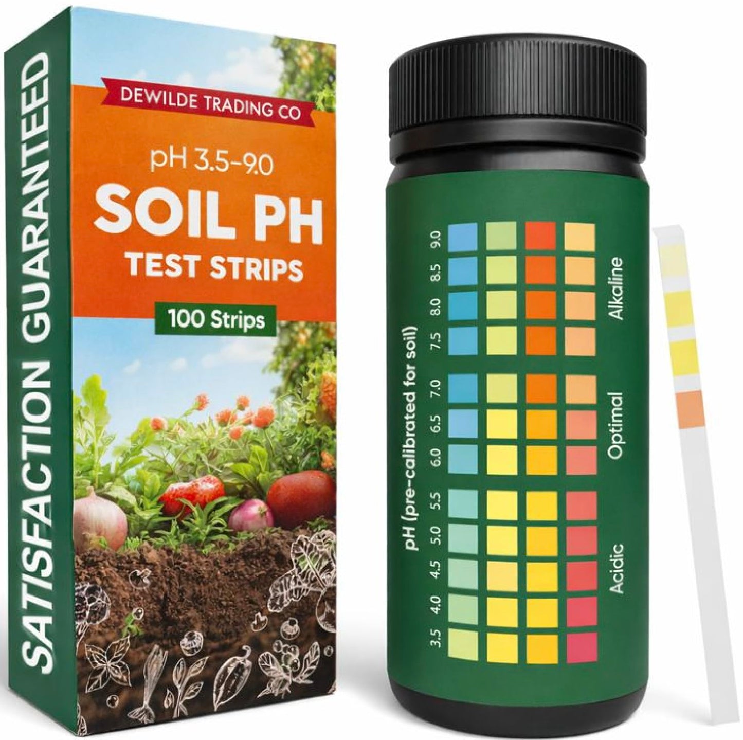 Soil Test Kit | 100 pH Test Strips (3.5–9 Range) for Garden, Lawn & Indoor Plants - Easy At-Home Testing
