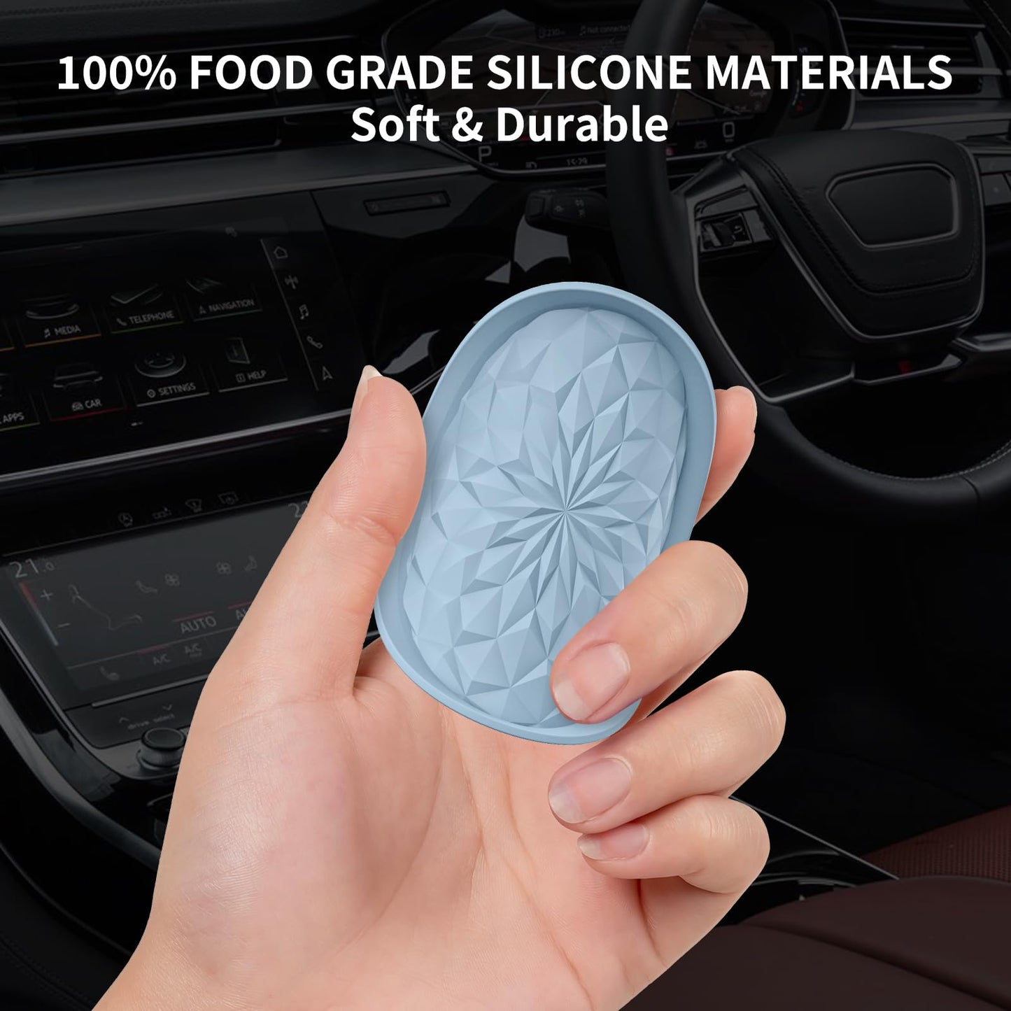 ME.FAN Car Coasters for Cup Holders [4 Pack] - 2.75In Silicone Auto Mug Mats - Universal Non-Slip Recessed Car Interior AccessoriesEther