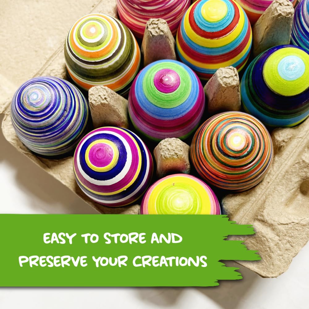 The Eggmazing Egg Decorator White Wooden Eggs - for Easter Egg Decorating, Arts and Crafts - Matte White Eggs Specifically Designed to be Used with All Eggmazing Egg Decorators (6 Pack), Ages 3 and Up