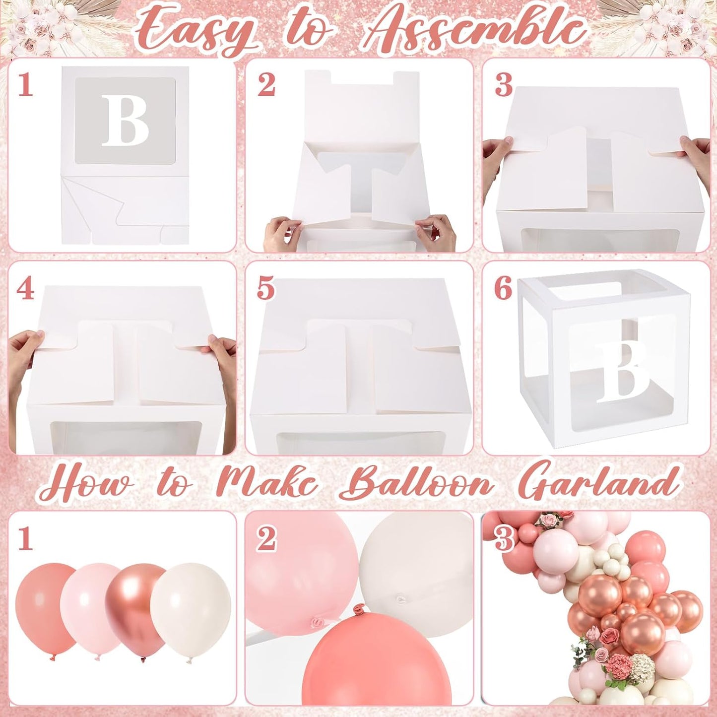 Winrayk Rose Gold Balloons - Floral Baby Shower Decorations with Letters | Pink Balloon Arch Kit for Girls