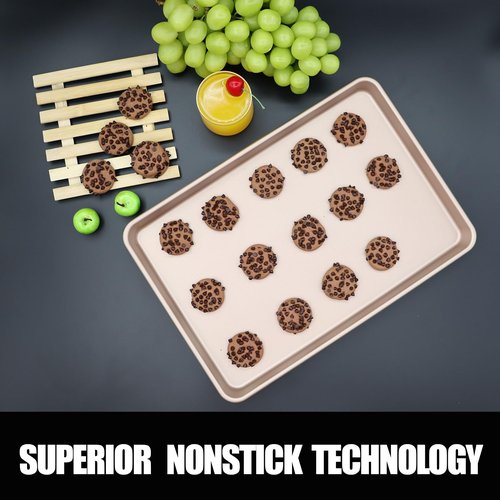 Amcorla Large Sheet Pans Cookie Sheet Set,Baking Sheets for Oven Nonstick,Cookie Tray Baking Pan Set,11x16inch,2-Piece,Gold