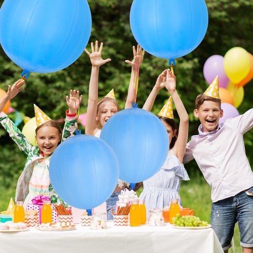 36 Pcs Blue Punch Balloons | with Rubber Band Handle for Easy Grip - Ideal for Kids’ Birthday Party Favors, Classroom & Outdoor Play(Blue)