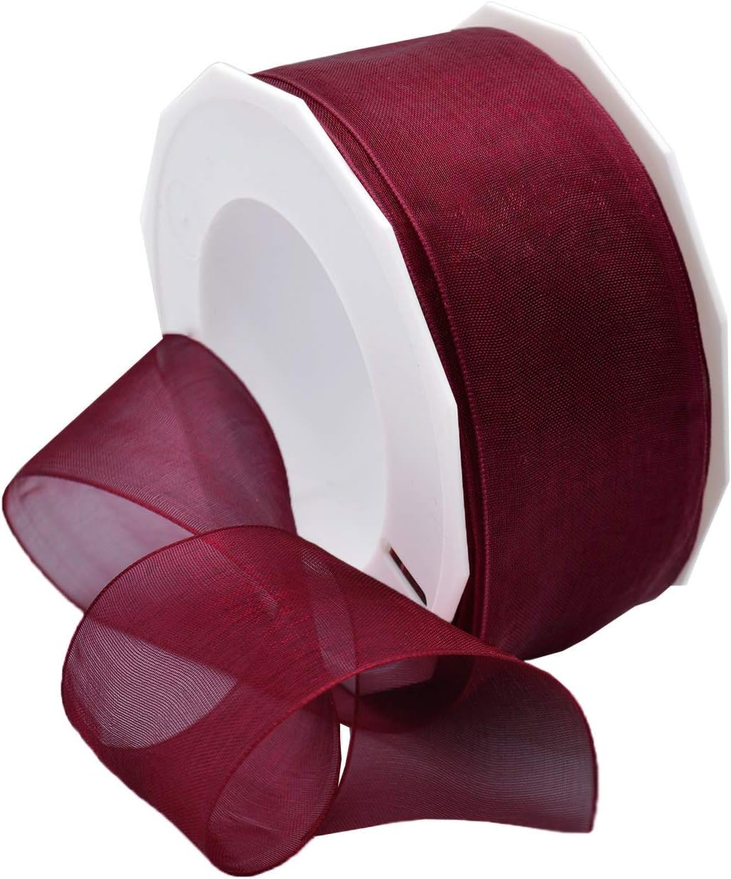 Red Organdy Nylon Ribbon - 5/8 Inch x 100 Yards | Morex 91803/100-609