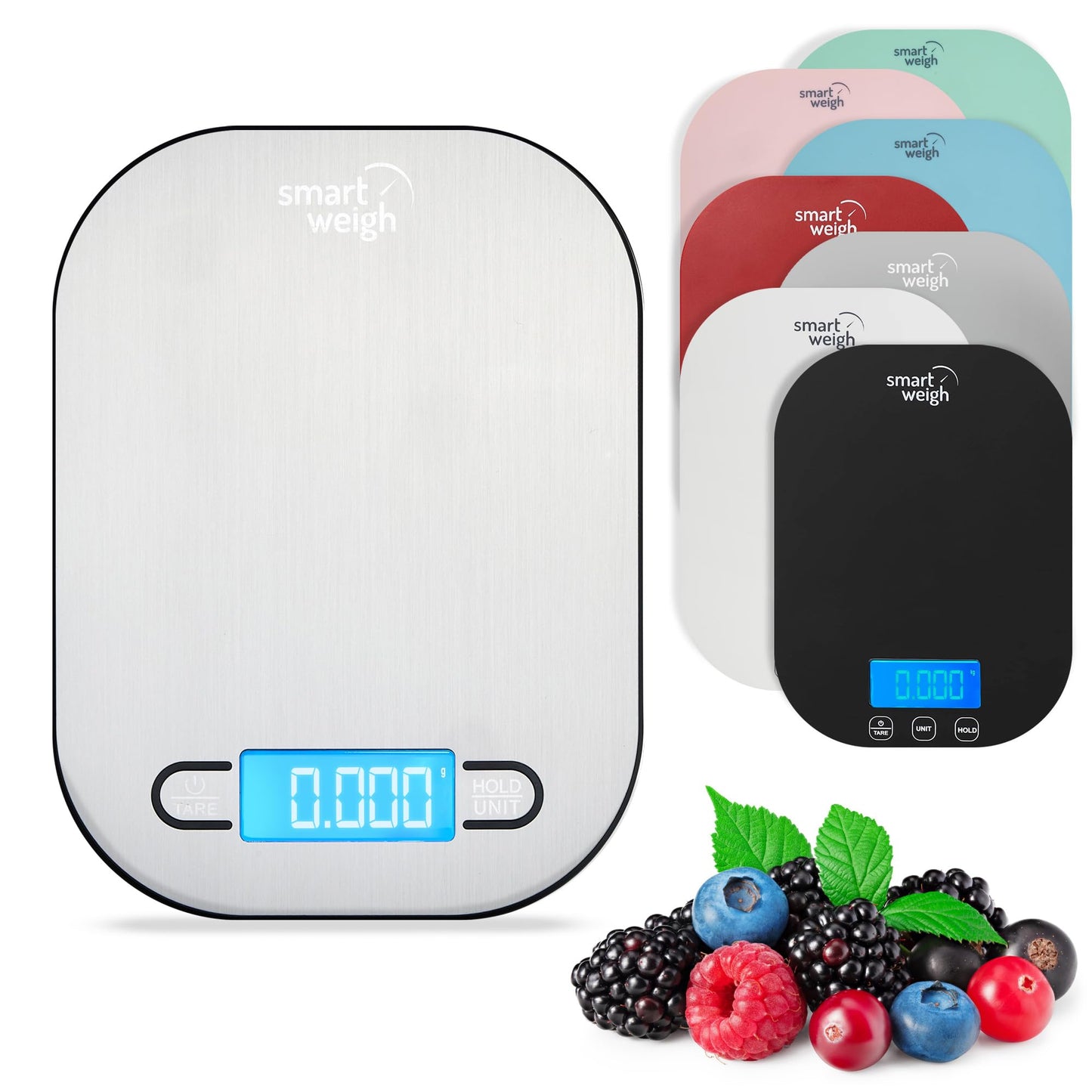 Smart Weigh Stainless Steel Digital Kitchen Scale for Cooking, Weight Loss, Calorie Tracking, Baking, Food Portion Control, and Meal Prep - Accurate Measurements in Grams and Ounces