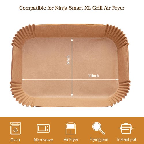 Air Fryer Liners For Ninja Foodi Smart Xl Air Fryer,120Pcs Air Fryer Disposable Paper Liner, Parchment Liners For Ninja FG551 6-in-1 Indoor Grill,Rectangular
