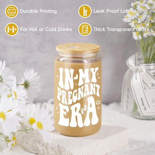 Fairy's Gift Iced Coffee Cup for Pregnant Women - Cute 16 oz Glass for New Moms | Perfect Pregnancy Gift