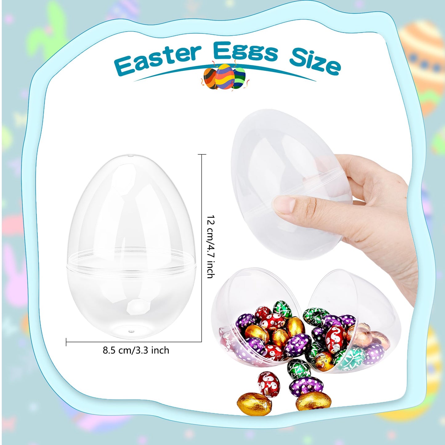 40 Pcs 5 Inch/ 4.5 Inch Clear Easter Eggs Fillable Bulk Large Transparent Plastic Eggs Empty Easter Eggs for Adult Kids Easter Basket Stuffers Party Decor