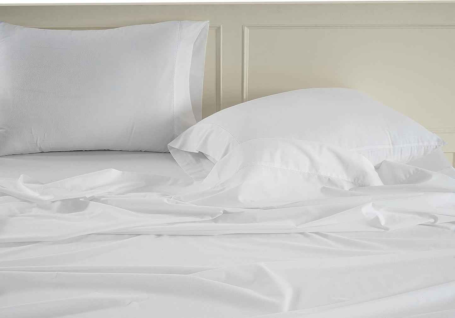 LANE LINEN 100% Organic Cotton King Sheet Set - Breathable Luxury Bedding, 4-Piece White Set with 15" Deep Pockets