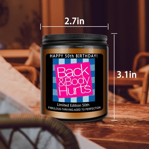 Homsolver 50th Birthday Gift for Her Him, Happy 50th Birthday Candles Gifts for Women Men, Funny 50 Years Old Decorations Ideas- Lavender Scented Candle