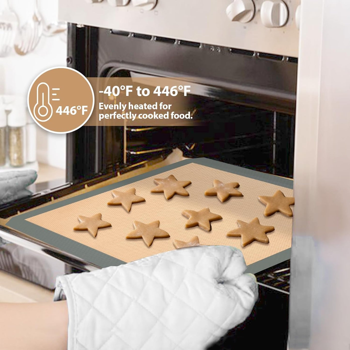 Silicone Baking Mat Set by [Brand Name] - Non-Stick Baking Sheets for Cookies, Bread & Pastry - 3 Pcs, Grey