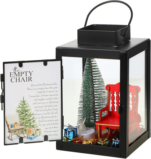 Roowest Memorial Lantern - Christmas In Heaven Decor with LED Candle & Mini Tree | 13-Piece Set