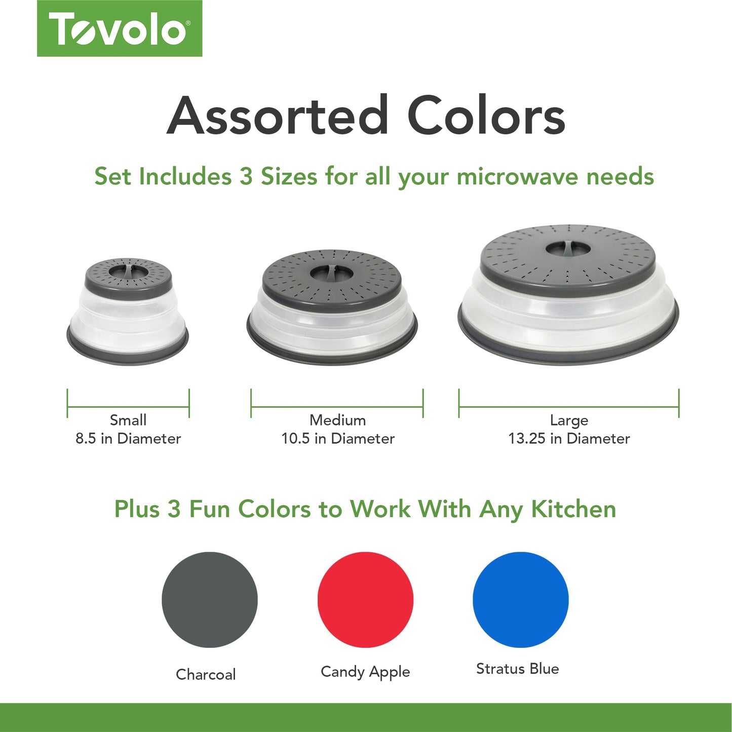 Tovolo Microwave Splatter Cover for Food, Large (Stratus Blue) - Collapsible & Vented Silicone Splatter Guard Lid - Microwave Plate & Dish Cover with Handle - BPA-Free Kitchen Gadget for Meal Prep