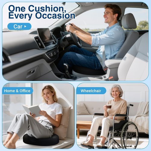 CushZone Donut Pillow Seat Cushion for Postpartum Pregnancy, Large Ergonomic Chair Seat Cushions, Office Chair Cushion, Breathable Hemorrhoid Pillow, Lifting Chair Pads for After Surgery(Black)