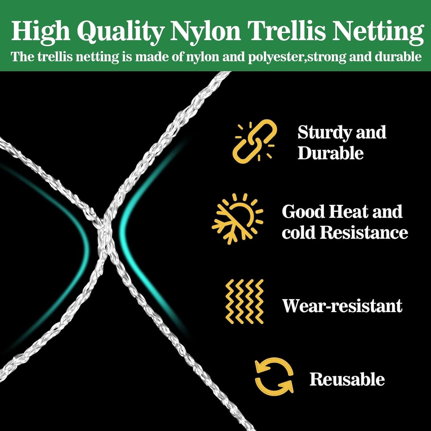 Sukh Garden Plant Trellis Netting - 5 x 15 Ft Polyester Mesh for Climbing Plants & Vegetables
