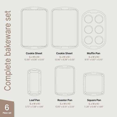 Bakken Swiss - 6-Piece Bakeware Set | Deluxe Non-Stick Carbon Steel Pans for Home & Professional Cooking