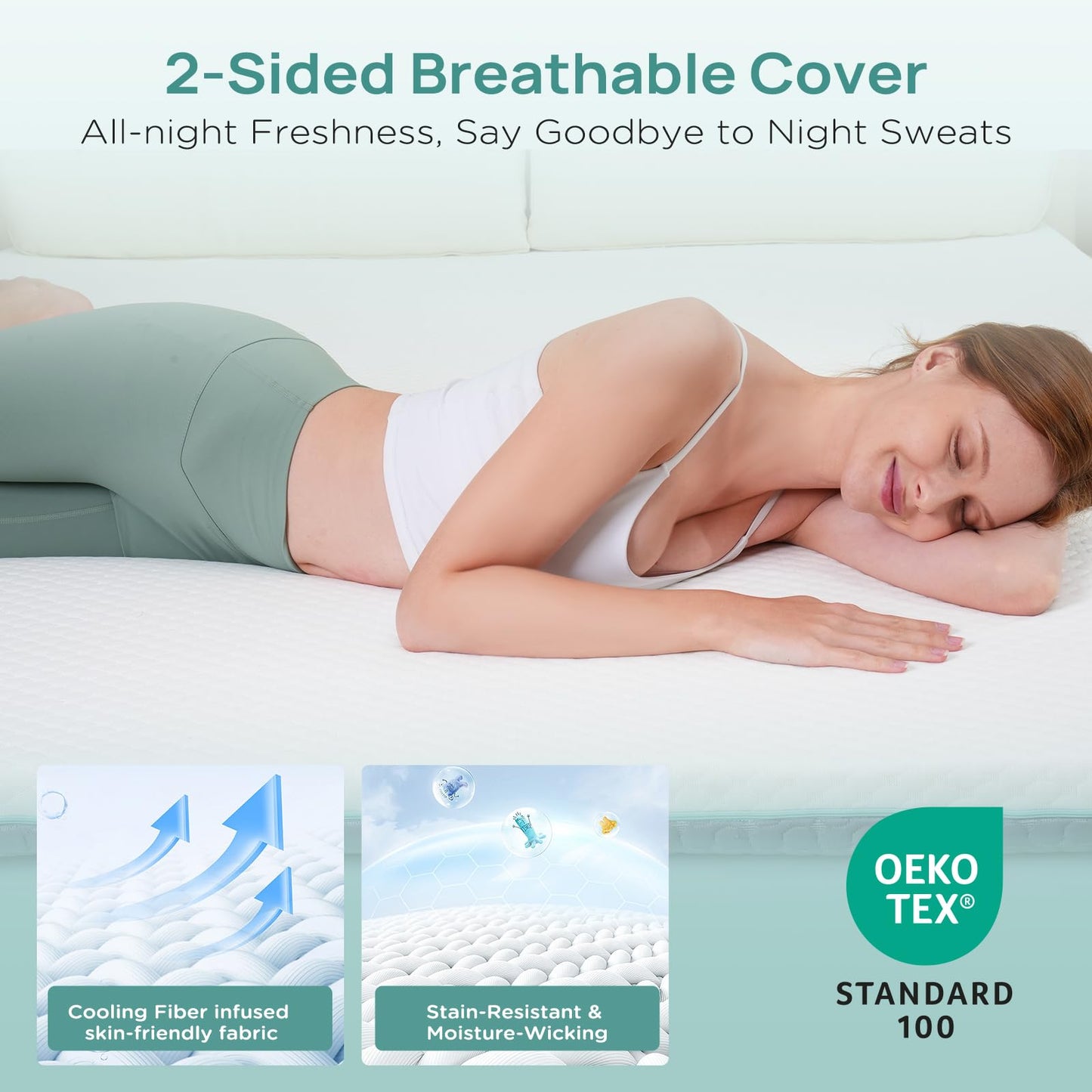 Releep 2 Inch Memory Foam Mattress Topper King Size, Soft Mattress Topper for Back Pain Relief, Orthopedic Bed Topper with 2-Sided Breathable Cover, Ergonomic 5-Zone Design, CertiPUR-US Certified