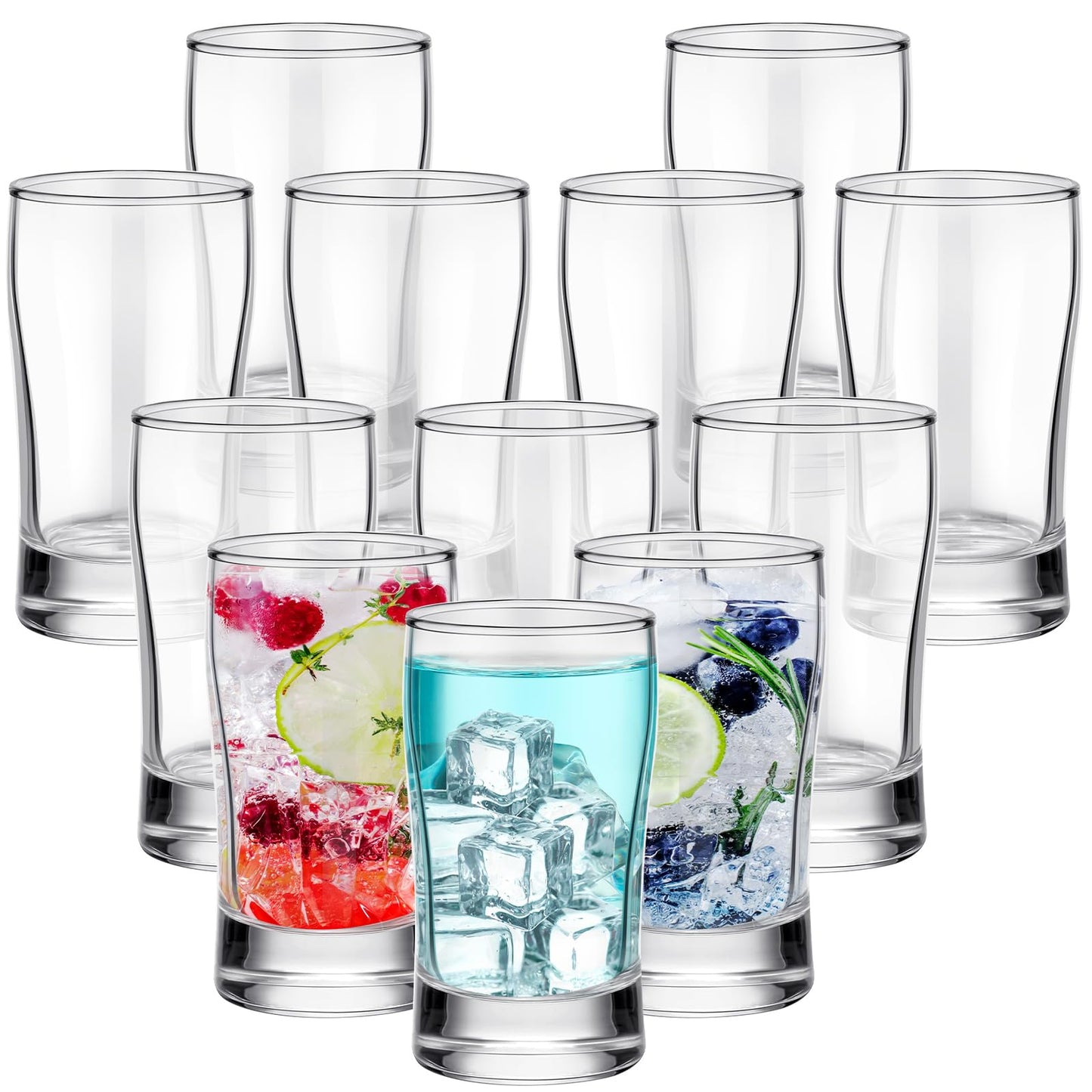 Bokon 12 Pcs Beer Glasses, Small Juice Glasses Cups Iced Tea Glasses Heavy Base Glassware Clear Glass Bulk Tumblers for Drinking Water Beer Milk Orange Juice Kids Breakfast (5 oz)