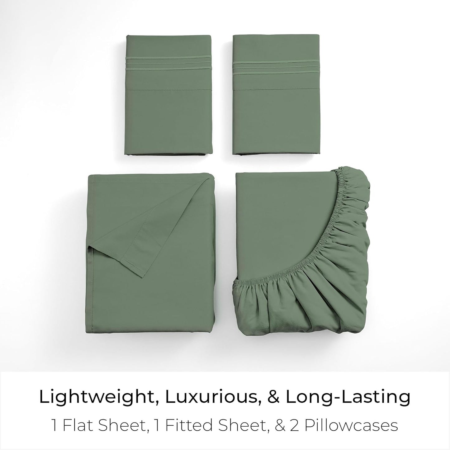 Mellanni California King Sheets Set - 4 PC Hotel Luxury Bedding | Extra Soft, Cooling, Wrinkle-Resistant (Sage)