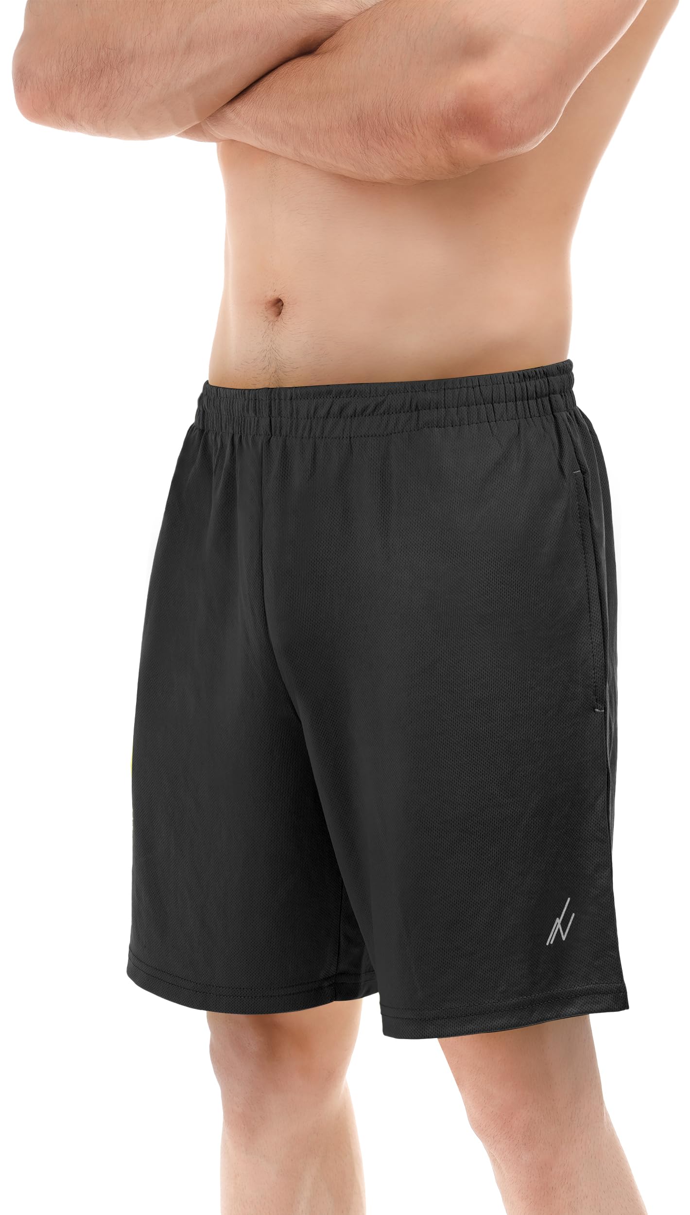 NY Threads Men's Athletic Shorts Quick Dry Loose-Fit Lightweight Running Workout Gym Shorts with Pockets, Large, Black