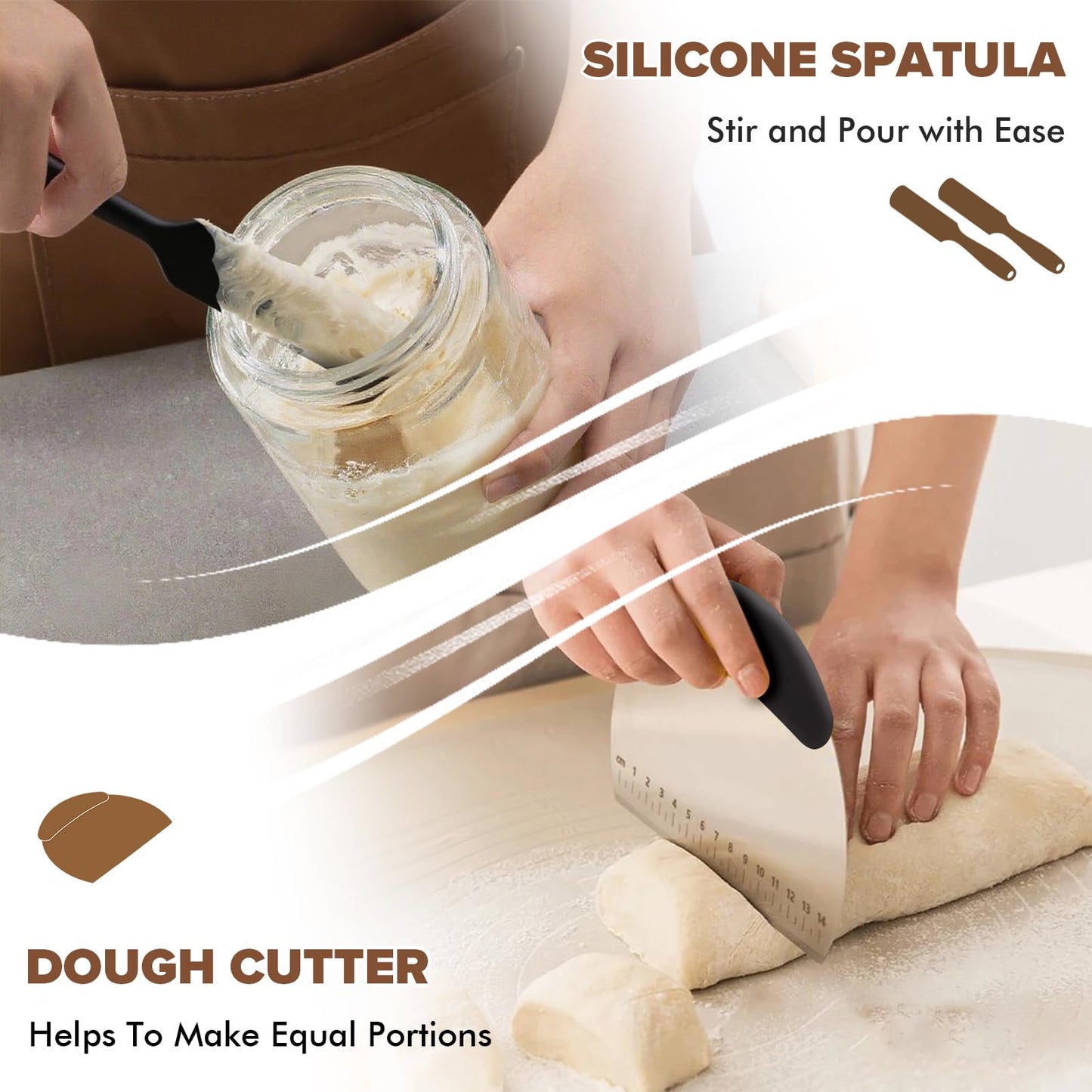 RYTOXILO Sourdough Starter Jar Kit, 34 Oz Glass Sour Dough Jars Wide Mouth for Beginners, 10 Pcs Bread Starter Container Set with Acacia Wooden Lid, Glass Jar with Bread Baking Supplies Accessories