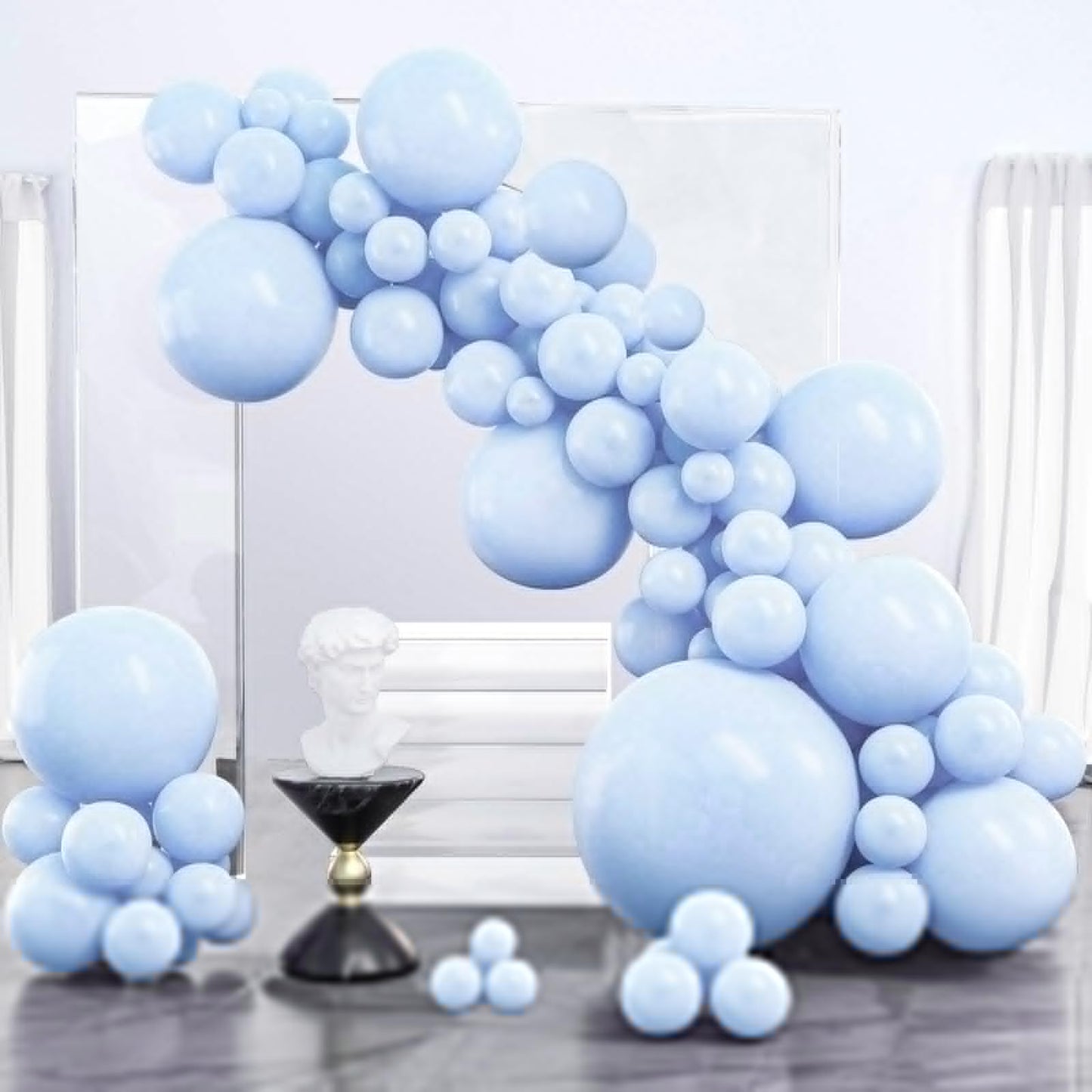 PartyWoo Baby Blue Balloons 100 pcs Different Sizes of 36 18 12 10 5 Inch Light Pastel Sky Aqua Blue Balloon Arch Kit Garland for Graduation Baby Shower Gender Reveal Party Decorations Blue-Q13