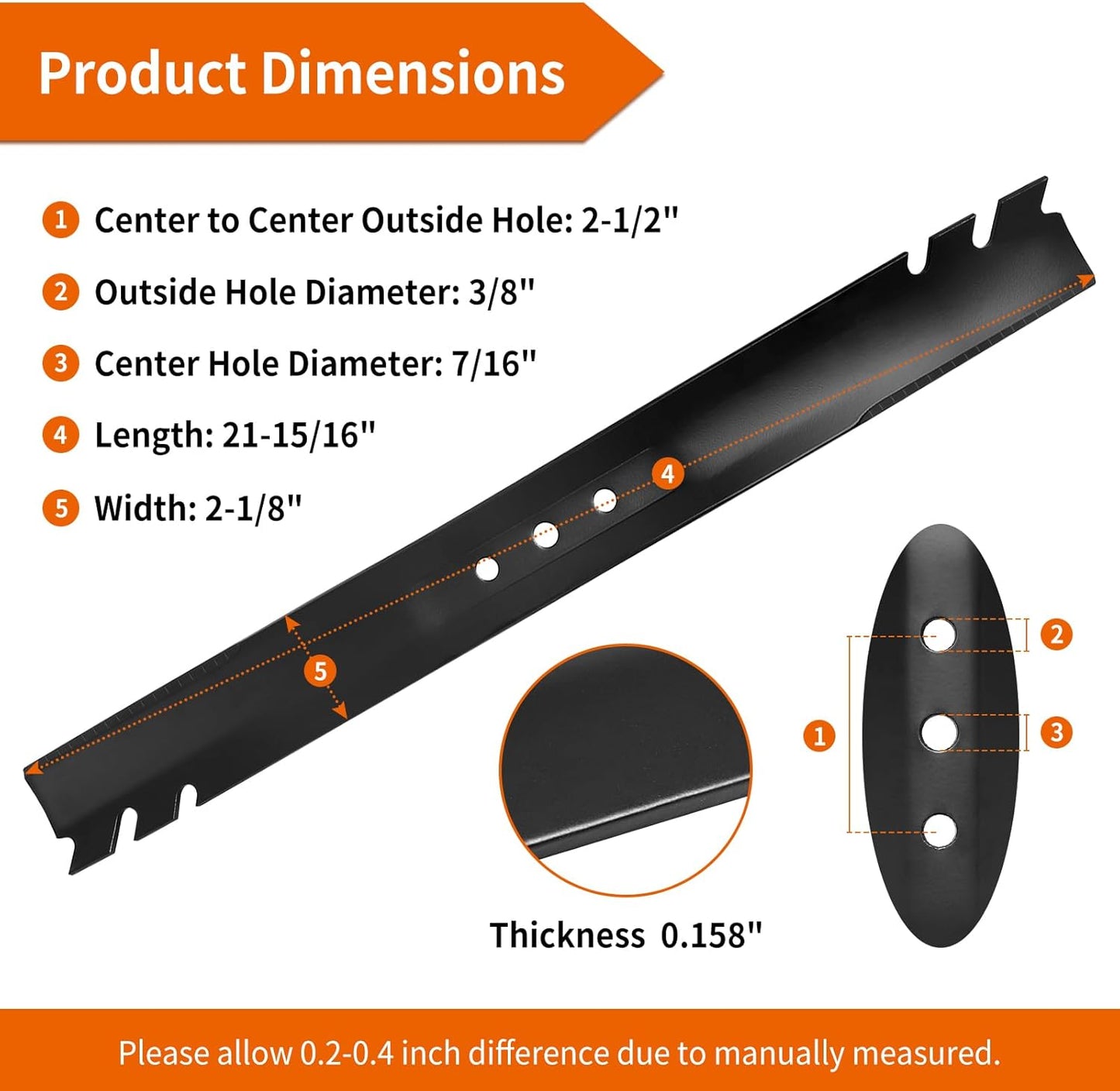 Toro Mulching Blades - 2 Pack Replacement Mower Blades for 22" Recycler Deck | Model 131-4547-03