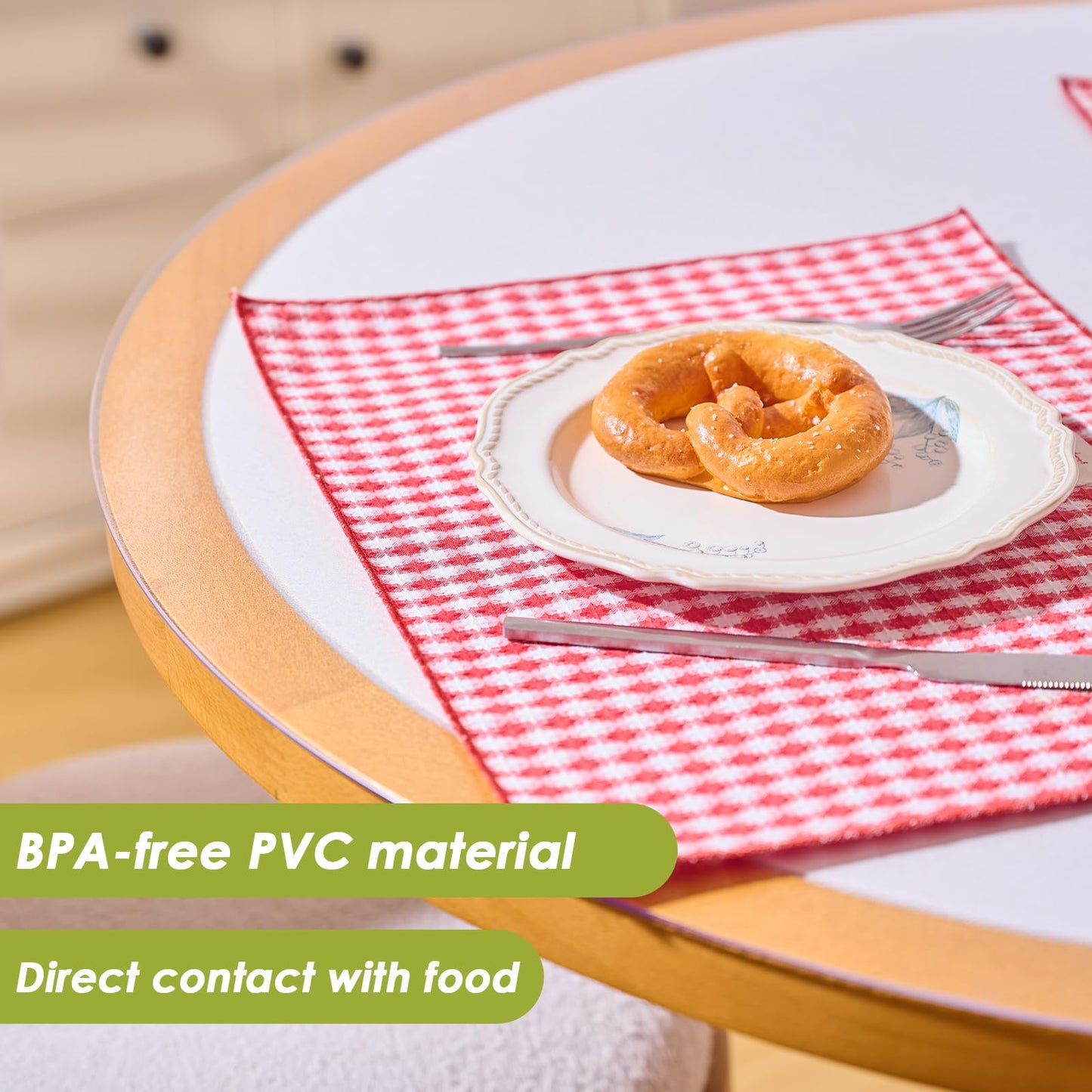 La Protéa Round Clear Table Protector 42 Inch, 2.0mm Thick Heavy Duty Table Pad, Waterproof Heat Resistant Tablecloth Dining Table Cover for Wood Glass Marble Tables