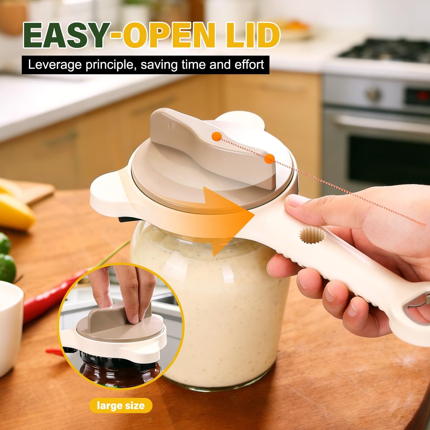 4 in 1 Multi-Purpose Jar Opener for Weak Hands, 2026 New Adjustable Three Claw Bottle Opener with Non Slip Teeth,Multi-Size Lid Opener for Kitchen Jars and Bottles (1PC)