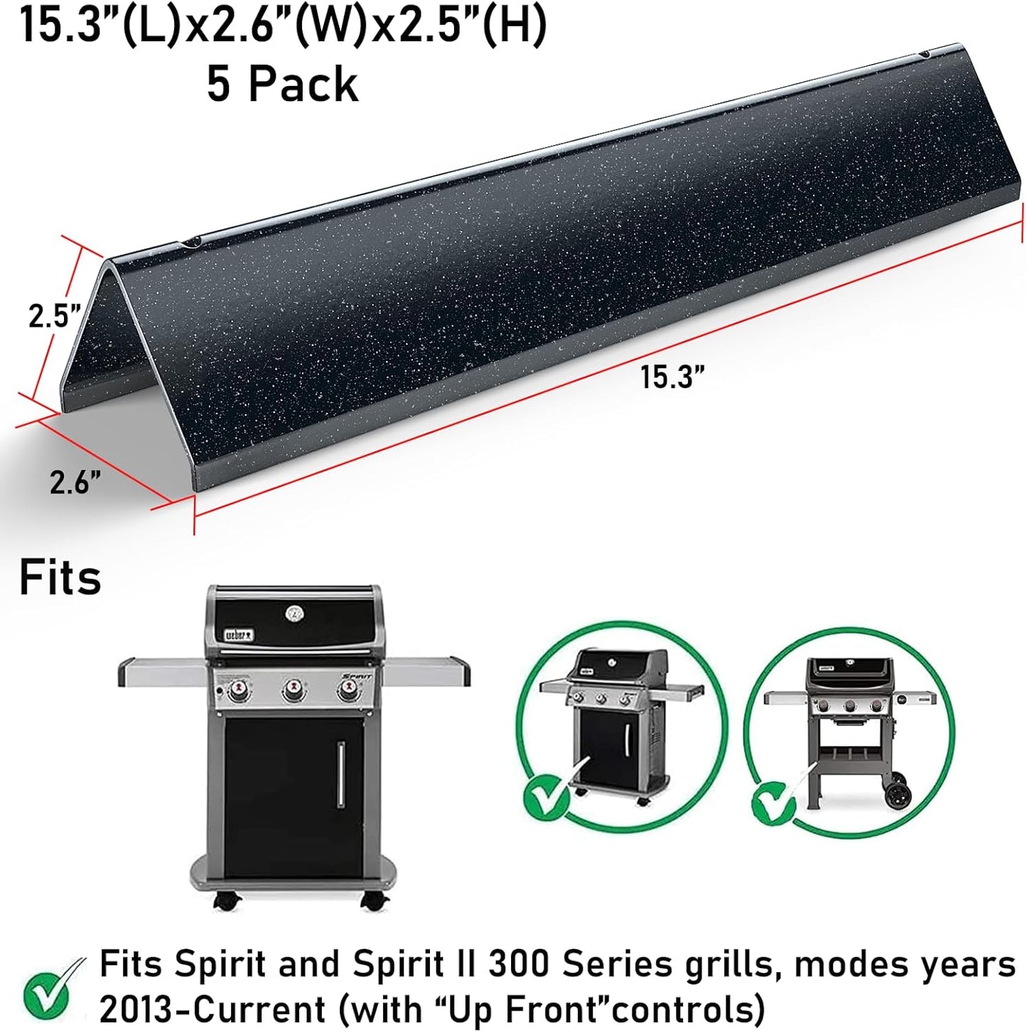 Weber Spirit E310 Grill Parts Replacement Kit - Flavorizer Bars & Burner Tubes | 15.3" Heat Plates, 18" Burner