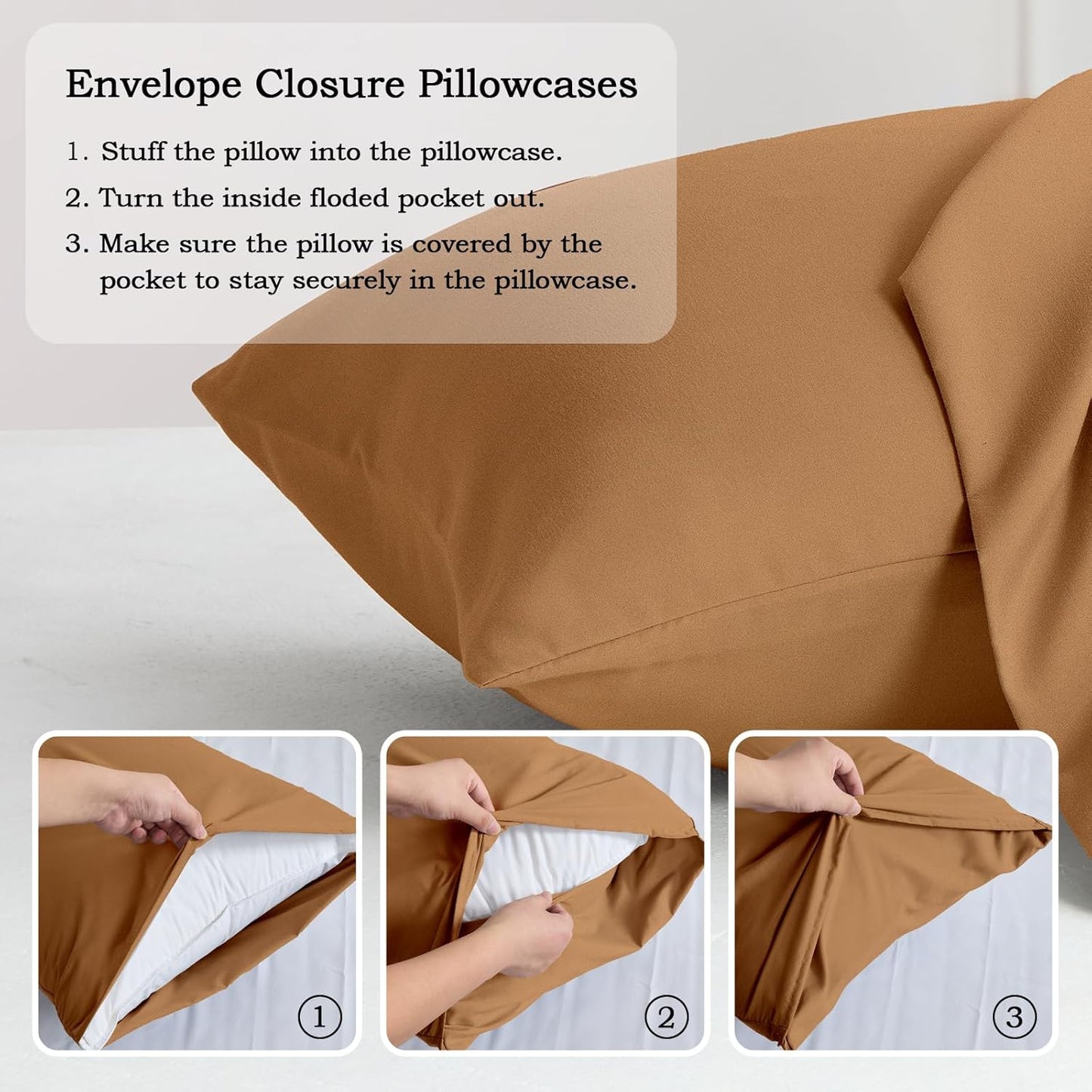 Q&J Fabric Co. Standard Pillow Cases Set of 2 - Soft Brushed Microfiber, Wrinkle-Free | 20x26'', Pumpkin Orange
