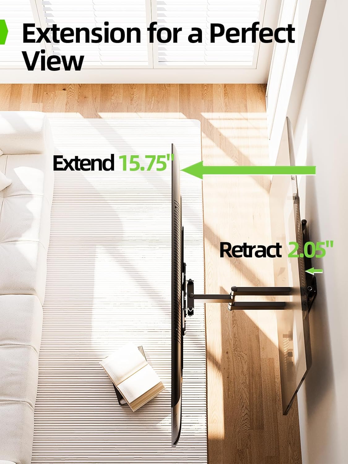 USX Mount Full Motion TV Wall Mount - Swivel & Tilt Design for 26-60 Inch TVs, Max VESA 400x400mm