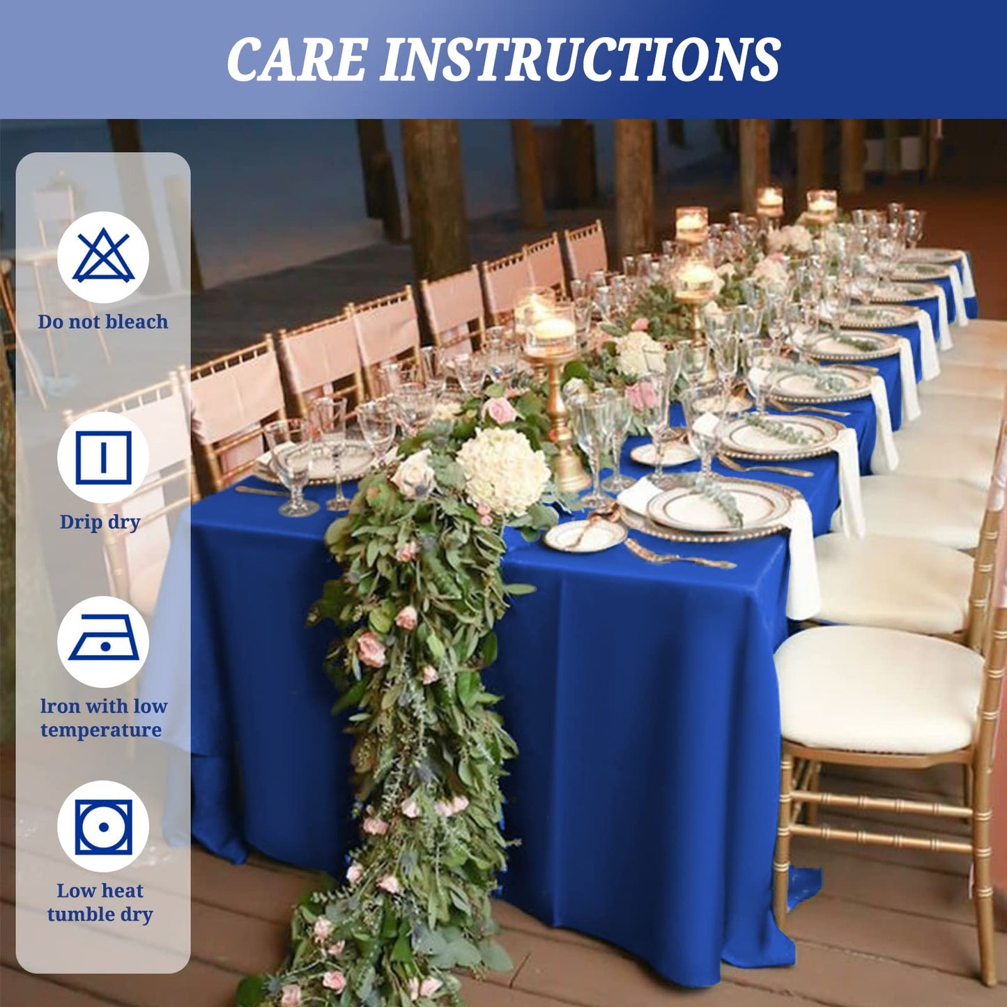 Pesonlook 10Pack Royal Blue Table Clothes for 8ft Rectangle Tables, 60 x 126 Inch Rectangle Tablecloth Anti-Wrinkle Washable Polyester Tablecloths for Wedding Reception Banquet Party