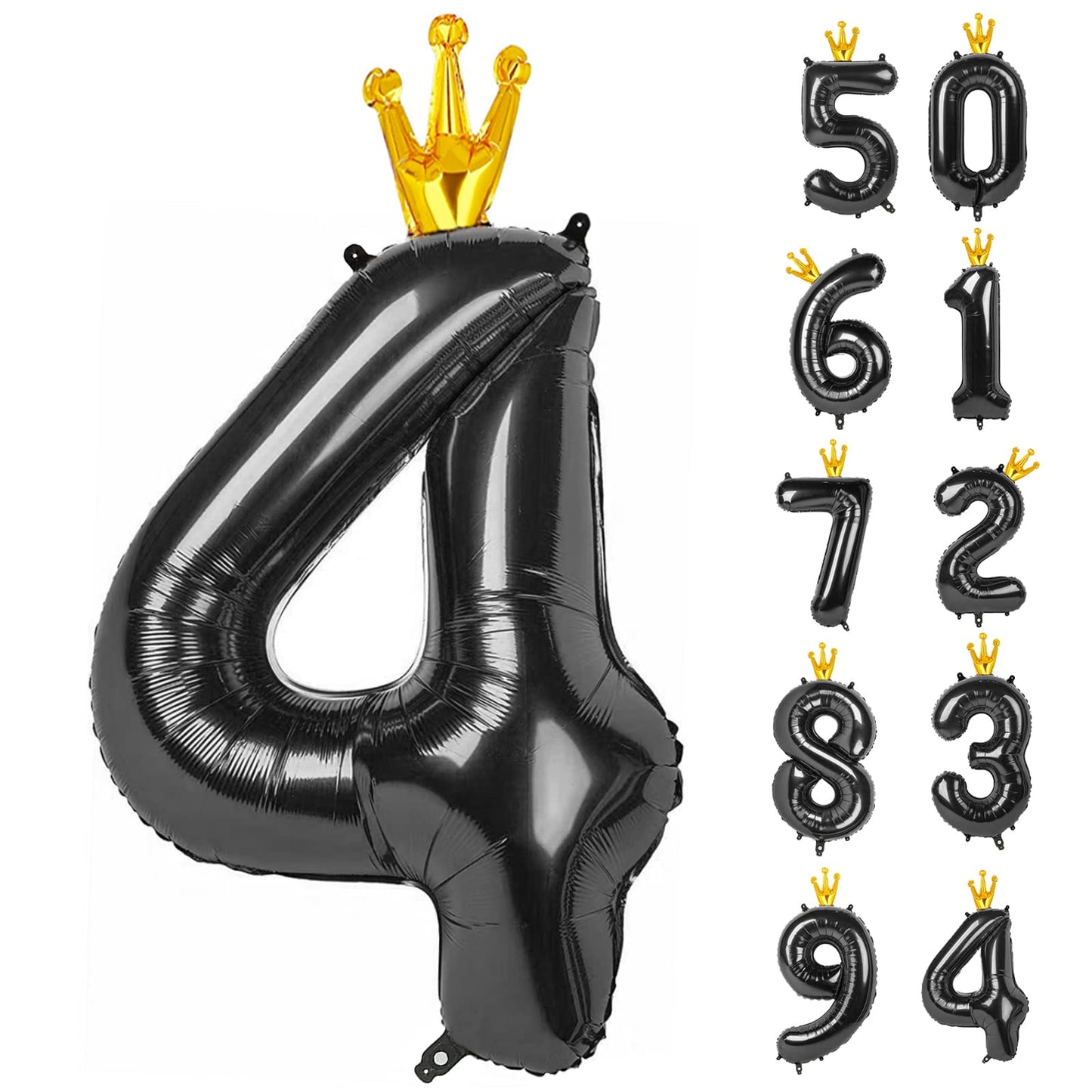 Black 4 Balloon, 40 Inch Number Balloon, 4th Black and Gold Party Decorations, Number 14 40 Balloons, Four Large Numbers for Party Decor, Number 4 Balloon.