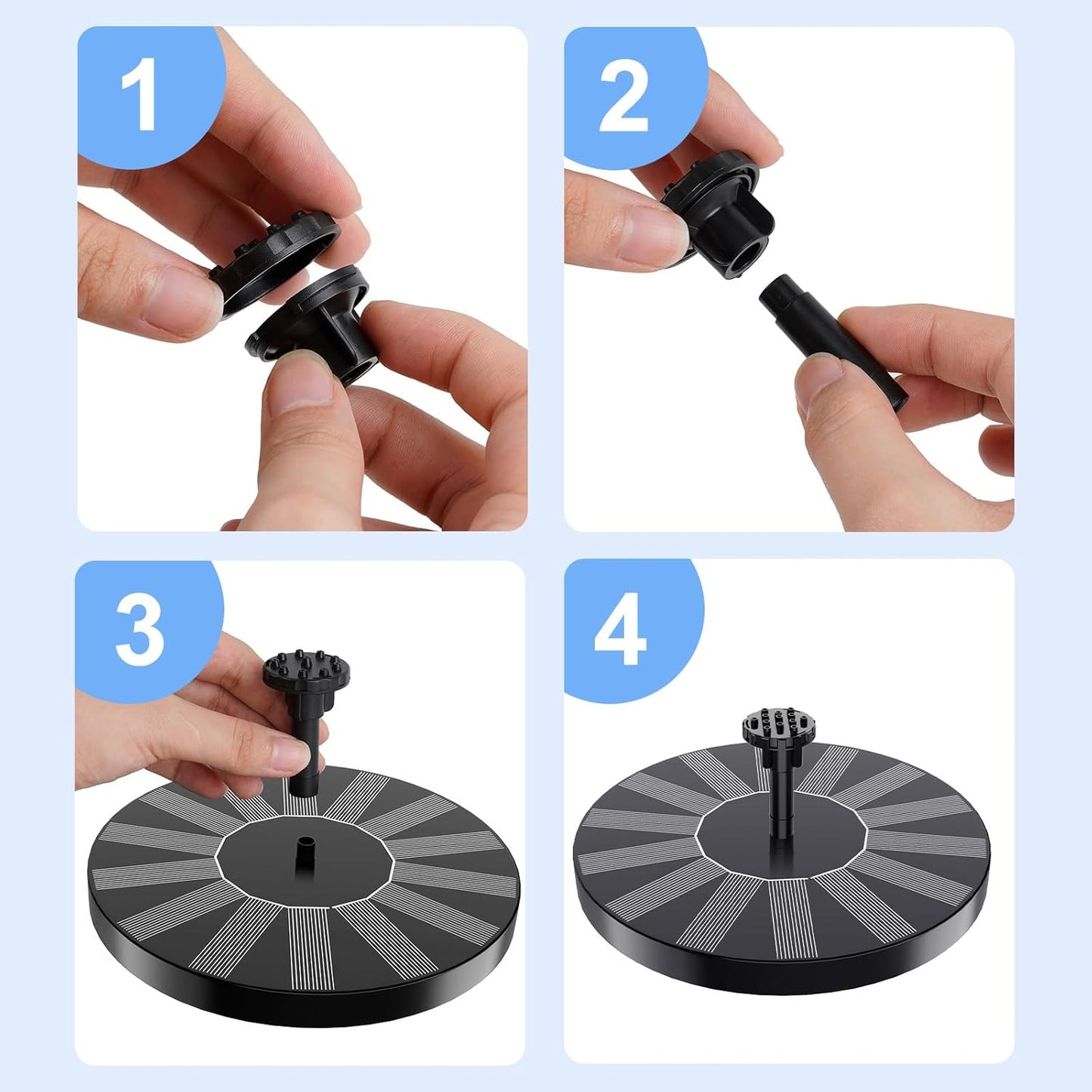 Skiennix Solar Fountain - 1.5W Floating Bird Bath Pump with 6 Nozzles | Ideal for Garden & Pond
