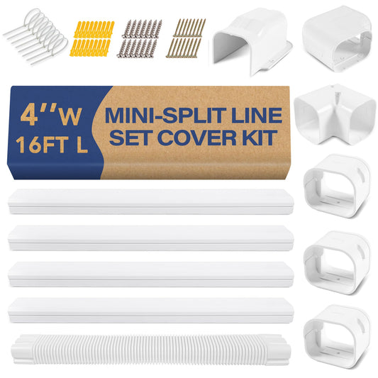 LyPrem 16.5Ft Mini Split Line Set Cover 4" PVC Line Cover Kit for Mini Split and Central Air Conditioner & Heat Pump