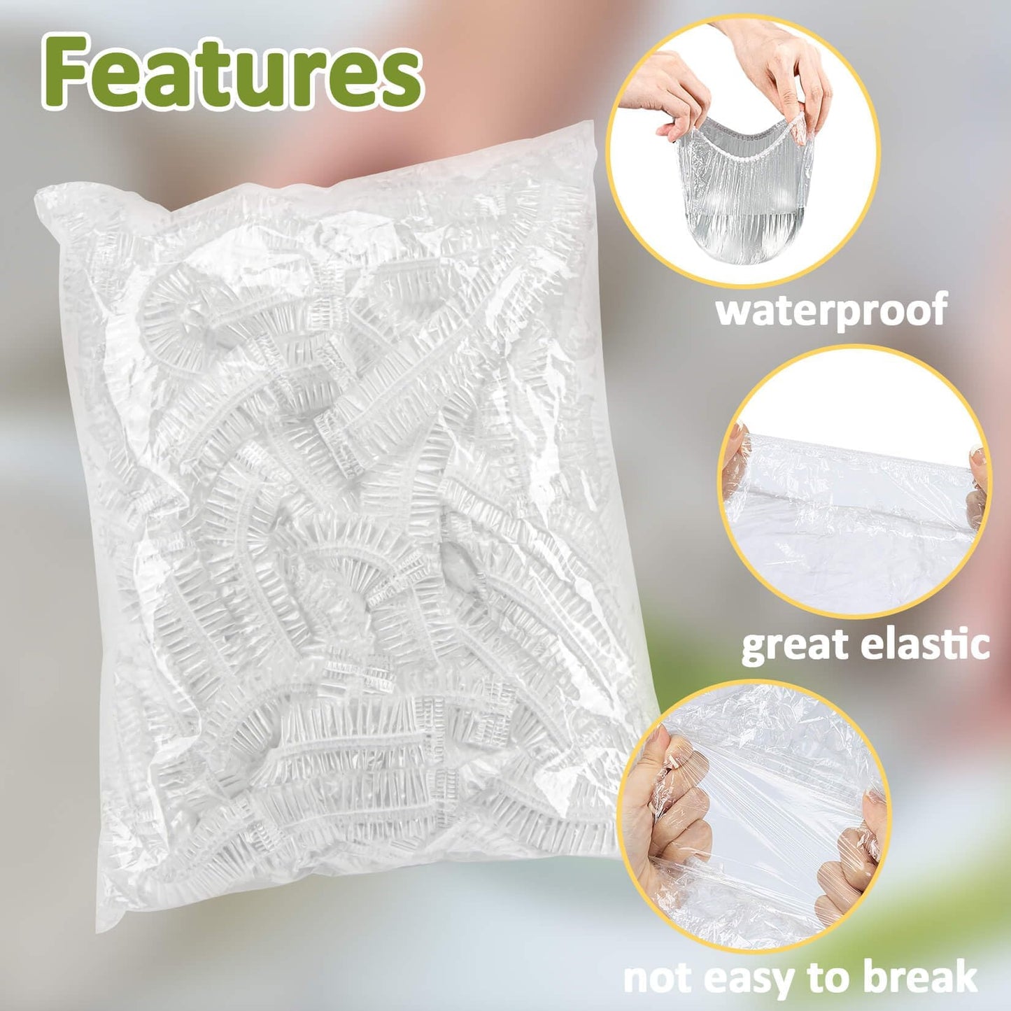 MAQIHAN 200 Bowl Covers for Bread Proofing - Medium Plastic Wrap Food Sourdough Baking Rising Elastic Reusable Plate Covers Outdoor Food Fresh Keeping Bags Shower Cap Hair Deep Conditioning