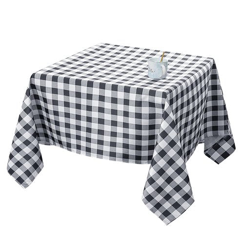 Biscaynebay Fabric Tablecloths 70x70 Square, Black/Grey Scottish Plaid Card Table Cloth Folding Table Cover Water Resistant for Dining, Kitchen, Wedding and Parties, etc Machine Washable