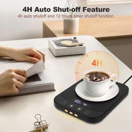 Coffee Mug Warmer for Desk with 9 Temperature Settings, Auto Shut Off, Digital Display, Smart Timing & Reservation, Electric Cup Warmer for Office, Home, Tea, Milk & Beverage Heating (Black)