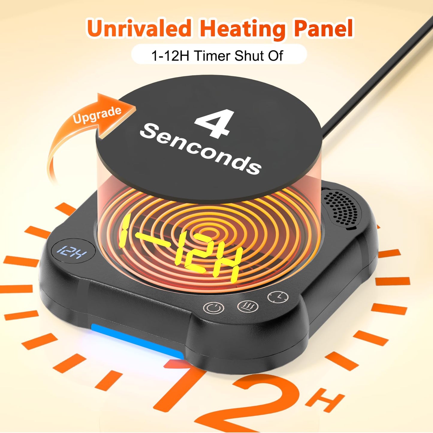 Coffee Mug Warmer & Cup Set - Desk Coffee Cup Warmer for Office/Home with 8-Temp Fast Heating (176℉ Max), Auto Shut Off, Gravity-Induction, 1-12H Timer - Ideal Gift for Coffee Lovers