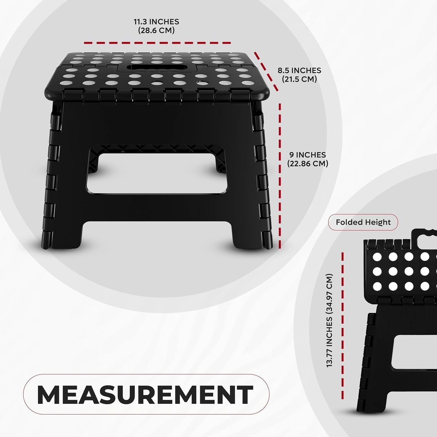 Utopia Home Folding Step Stool - 9-Inch Anti-Slip Design | Supports Up to 300 lbs - Versatile Black Stool for Kitchen & Bathroom Use