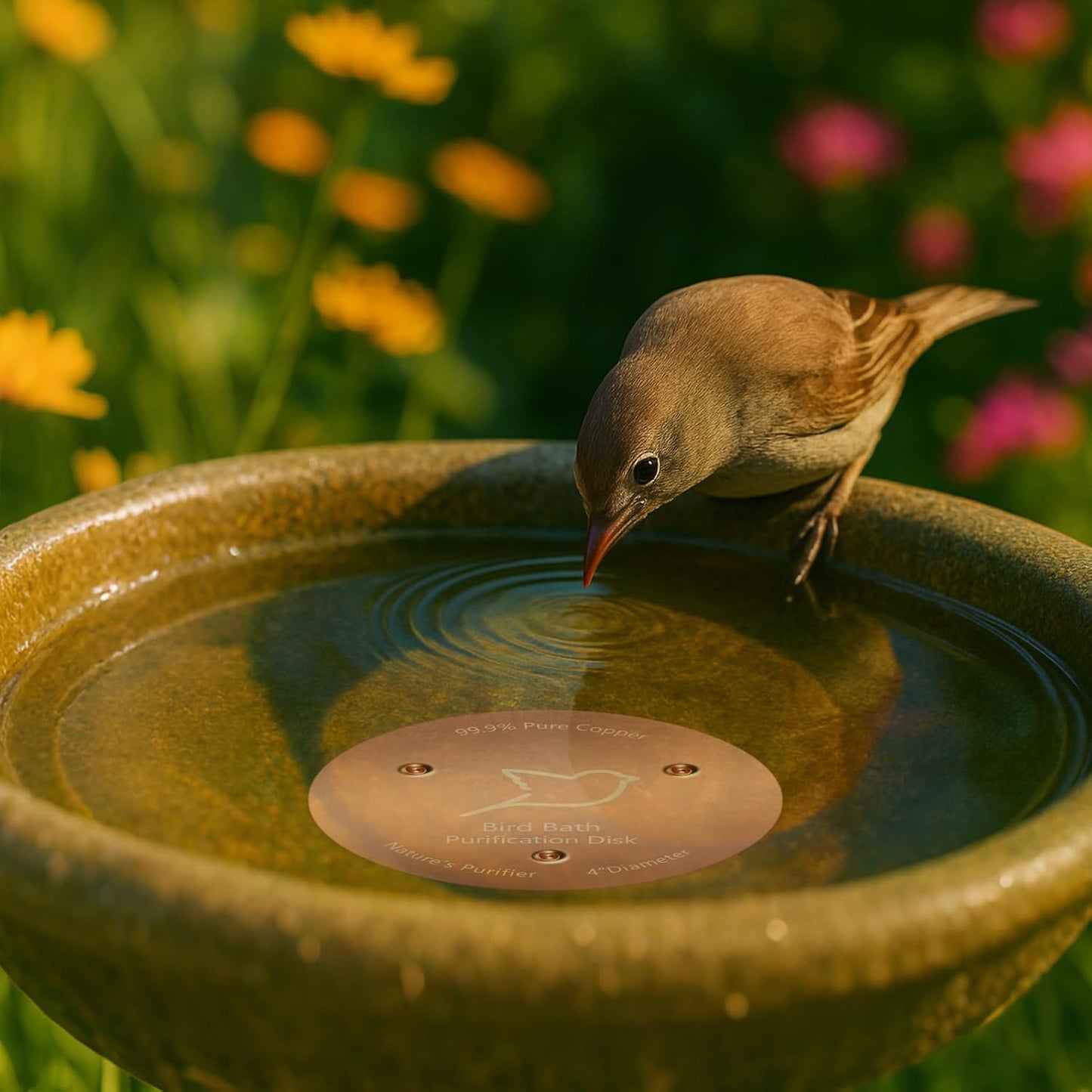 Skiennix Bird Bath Copper Disk - 1mm Thick Reinforced 99.99% Pure Copper | Durable Outdoor Accessory
