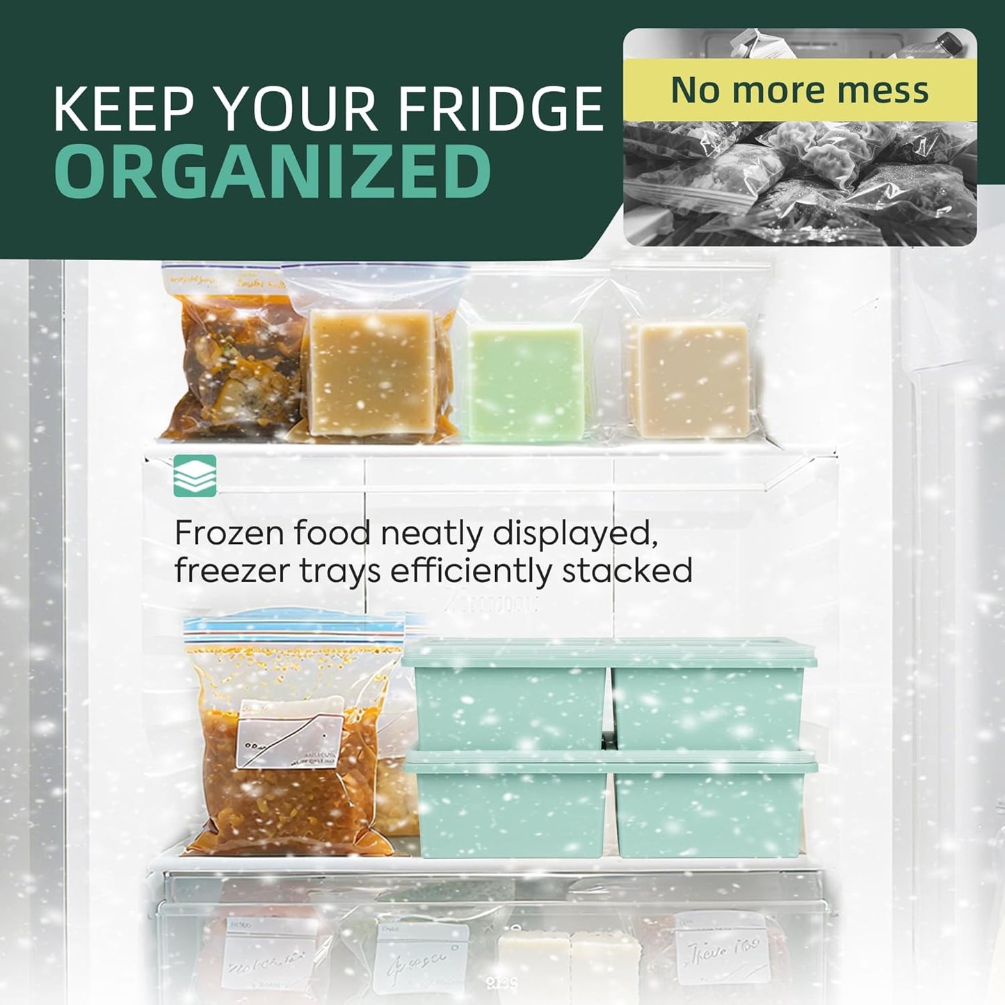 Silicone Freezer Trays with Lids by [Brand Name] - Large 1 Cup Soup & Ice Cube Molds - 2 Pack