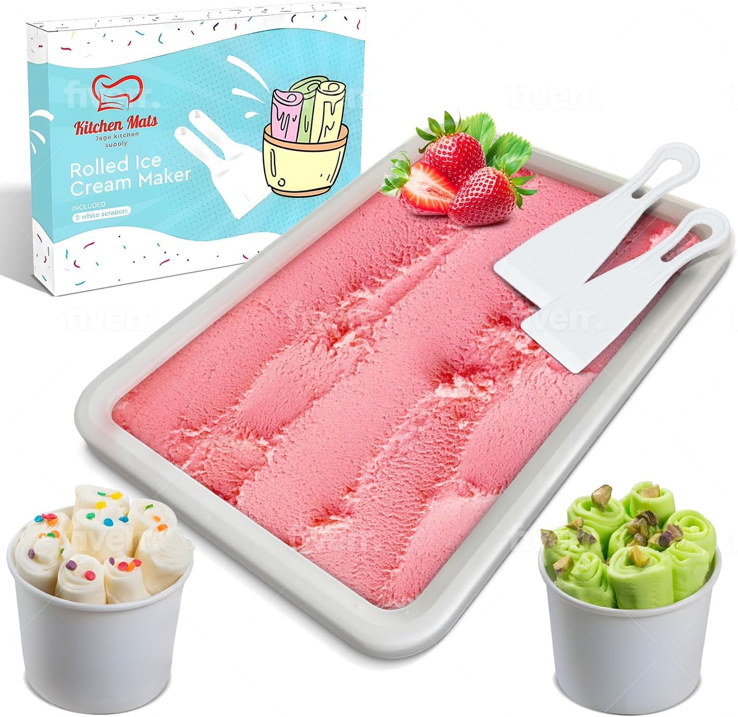 Rolled Ice Cream Maker by Extra Large | Create Instant Ice Cream with Family Fun - 14"x10" Manual Tray