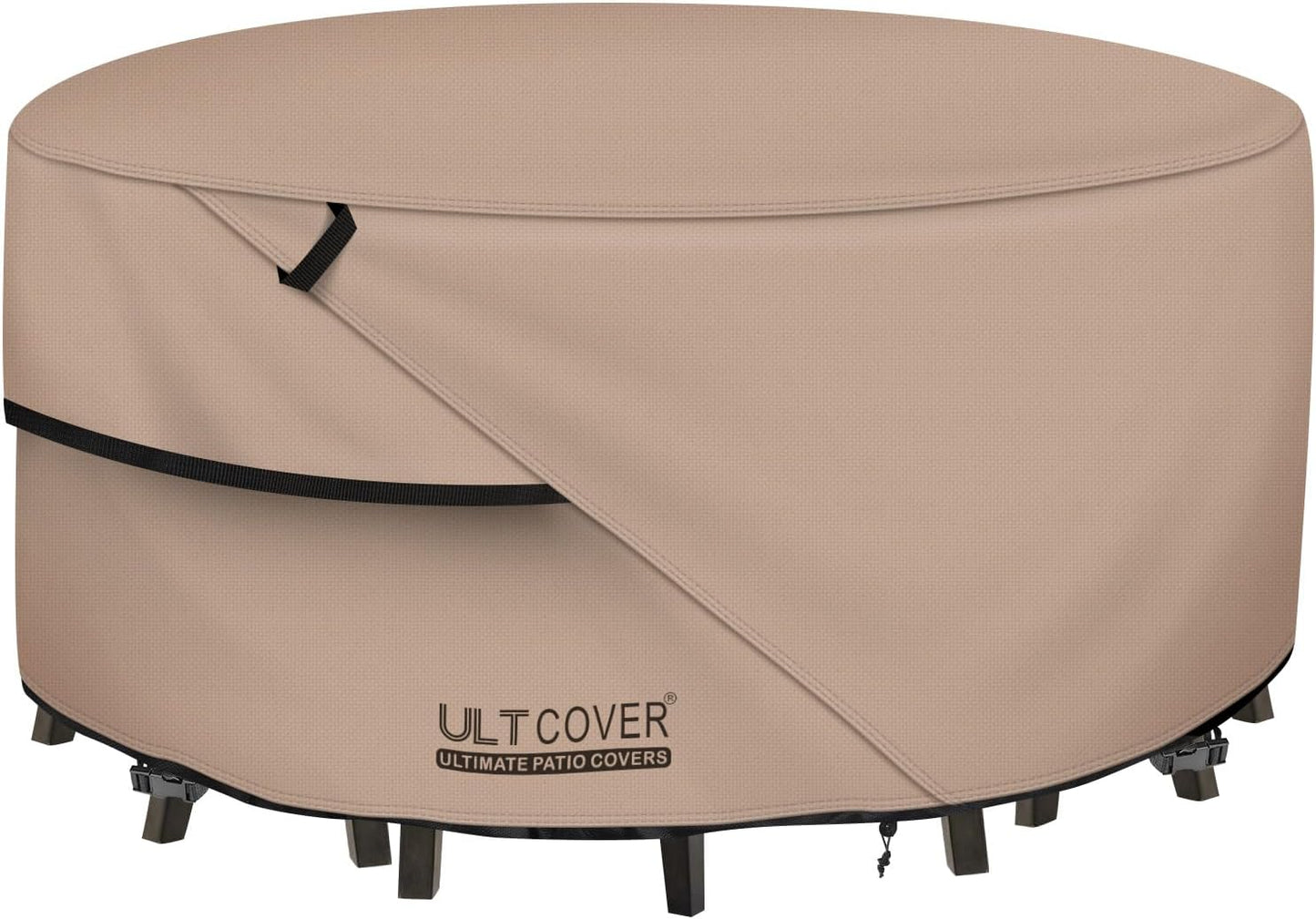 ULTCOVER Round Patio Table and Chair Set Cover - Heavy-Duty 600D Waterproof Protection | 60 Inch