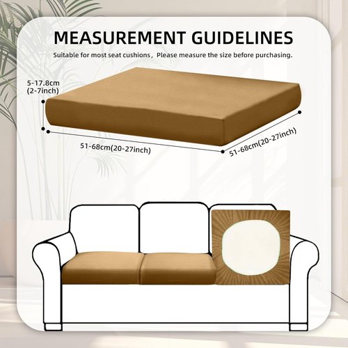 BIETYONE Stretch Patio Cushion Covers - 8Pcs Washable Outdoor Sofa Slipcovers | Camel Color