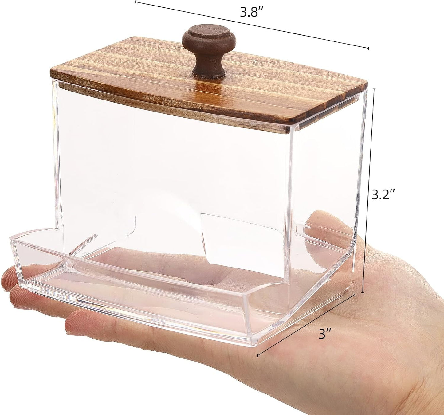 Tbestmax Qtip Holder Dispenser - 10oz Clear Bathroom Organizer for Cotton Balls, Swabs & Floss